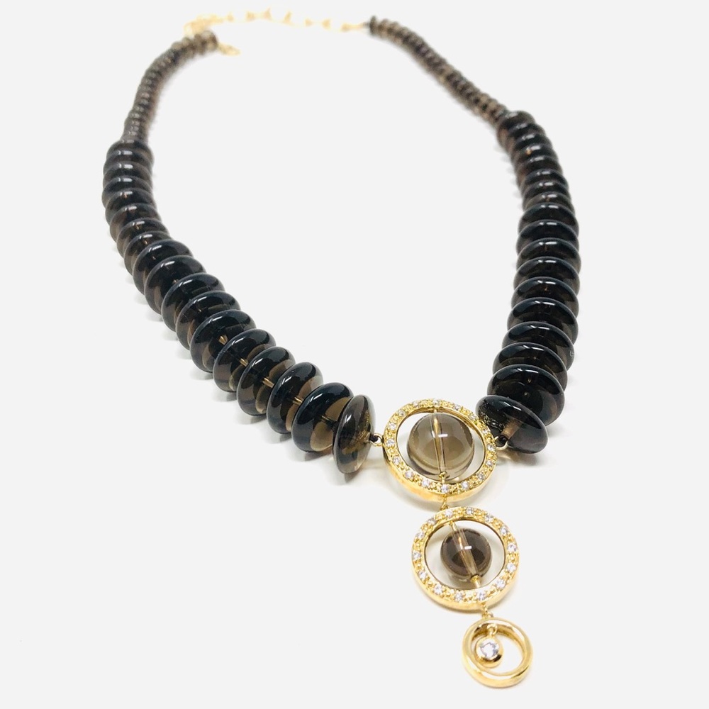 Sterling silver, crystal and glass necklace